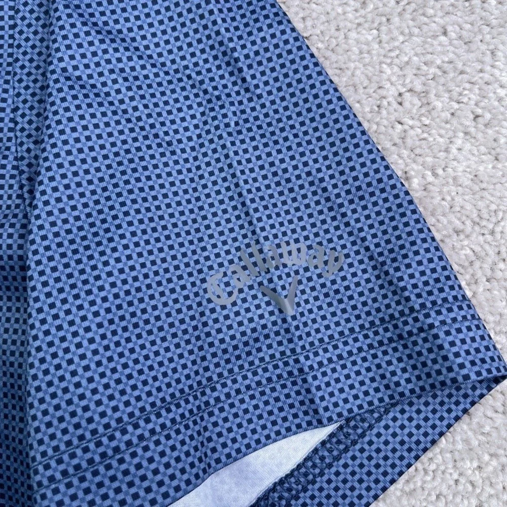 Callaway Golf Polo Shirt Mens Medium Blue Geometric Performance Opti Dri‎